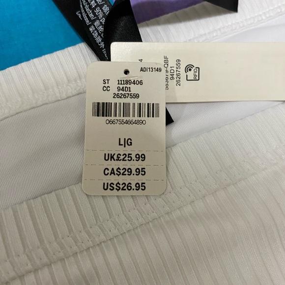 NWT VS High Waist Mini Bikini Bottom White Ribbed Textured Large new with tags - Picture 4 of 9